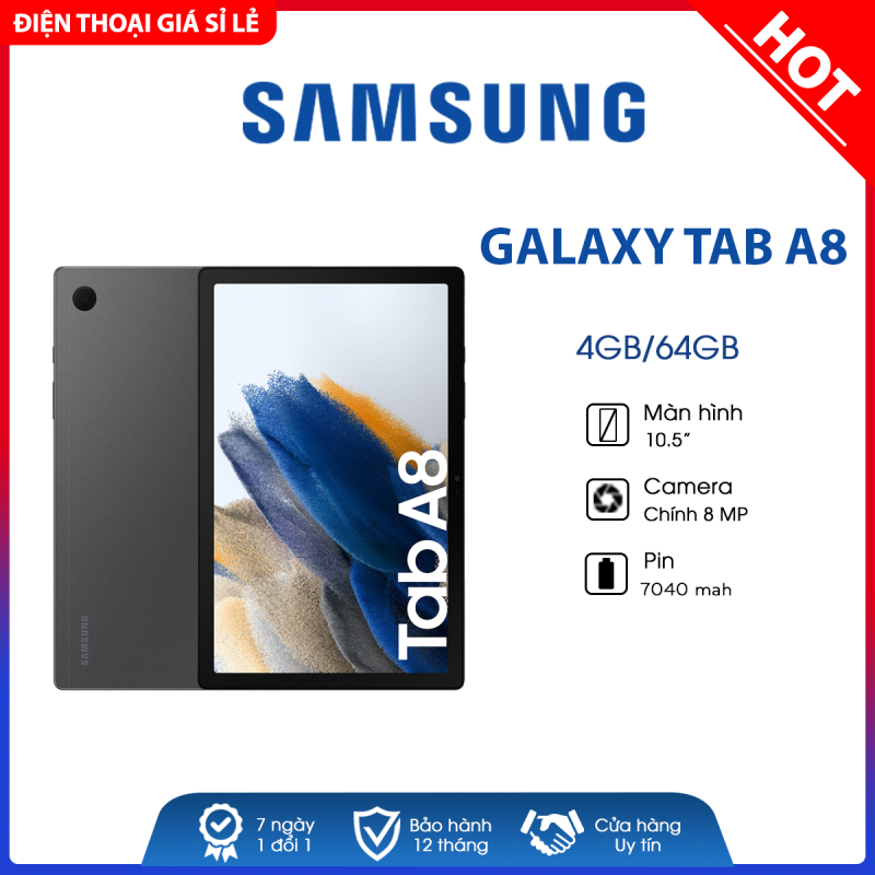 Máy tính bảng Samsung Galaxy Tab A8 10.5inch (4GB/64GB) -Nguyên seal, mới 100% - Bảo hành chính hãng 12 tháng chính hãng