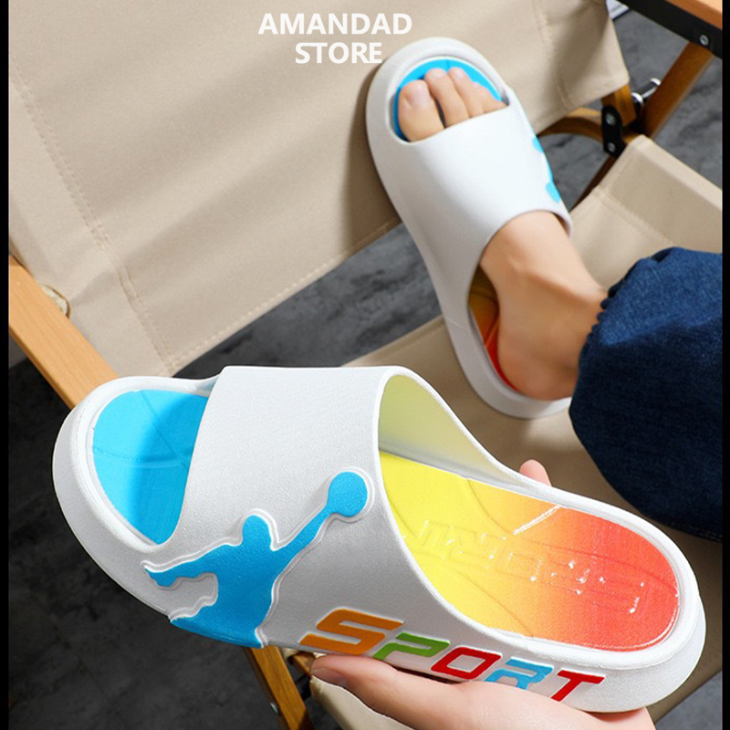 QiaoYiLuo New men's slippers fashionable thick-soled wear-resistant one-word drag men ราคา 184 บาท*ส่งฟรี