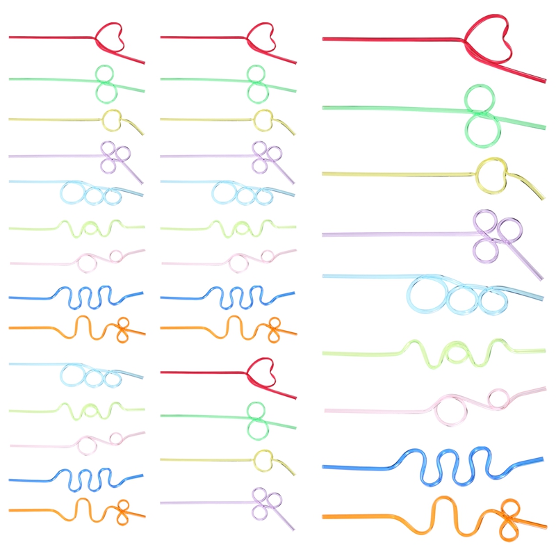 Children's curly party straws, crazy party straw curling novel straws, for party bag fillings, 36 pieces