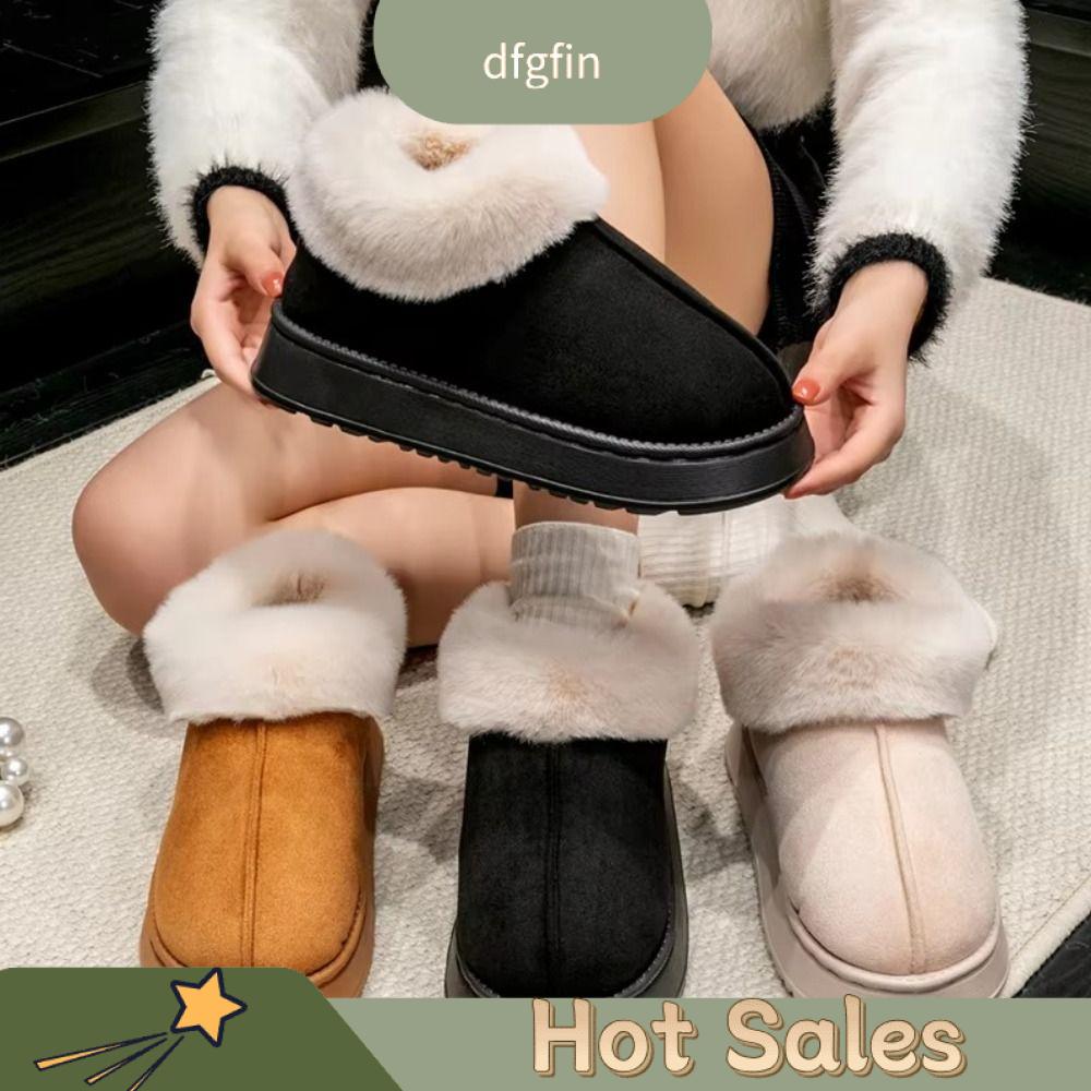DFGFIN Mềm mại Giày tuyết Lông thú giả Đồ nhồi bông Đôi dép mềm  Đáy dày Giày cao cổ Mùa đông