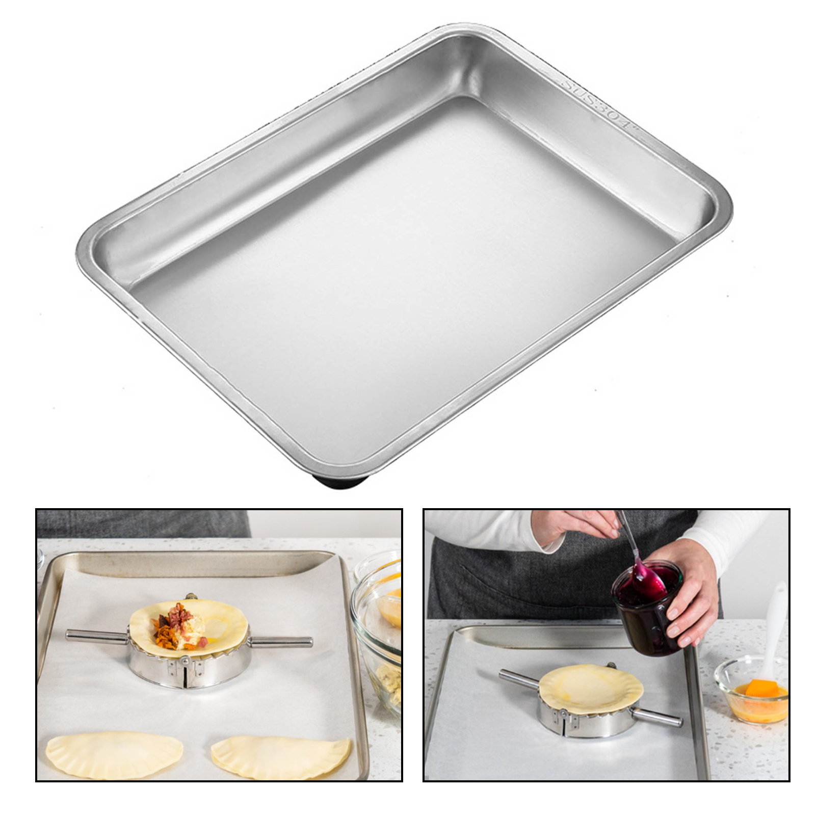 Có thể giặt tay Tấm lót nướng bánh không dính Khay nướng bánh 304 nướng bằng thép không gỉ Khay nướng bánh không dính lò nướng chảo Khay nướng bánh đồ dùng nhà bếp bền và dễ dàng để làm sạch