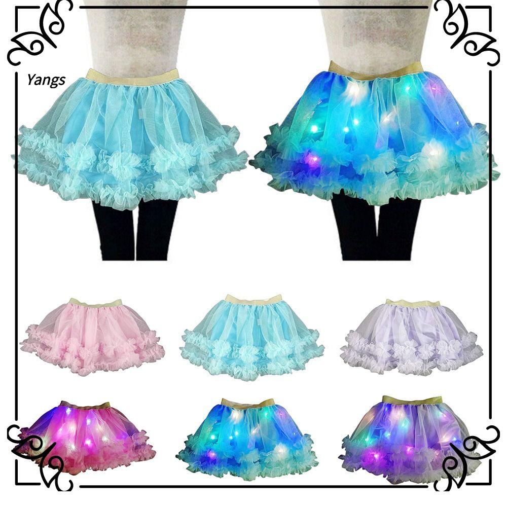 YANGS Đèn LED Váy nhảy Thắp sáng Đồ dùng tiệc tùng Váy tutu  Giáng sinh Váy công chúa ballet Trẻ em