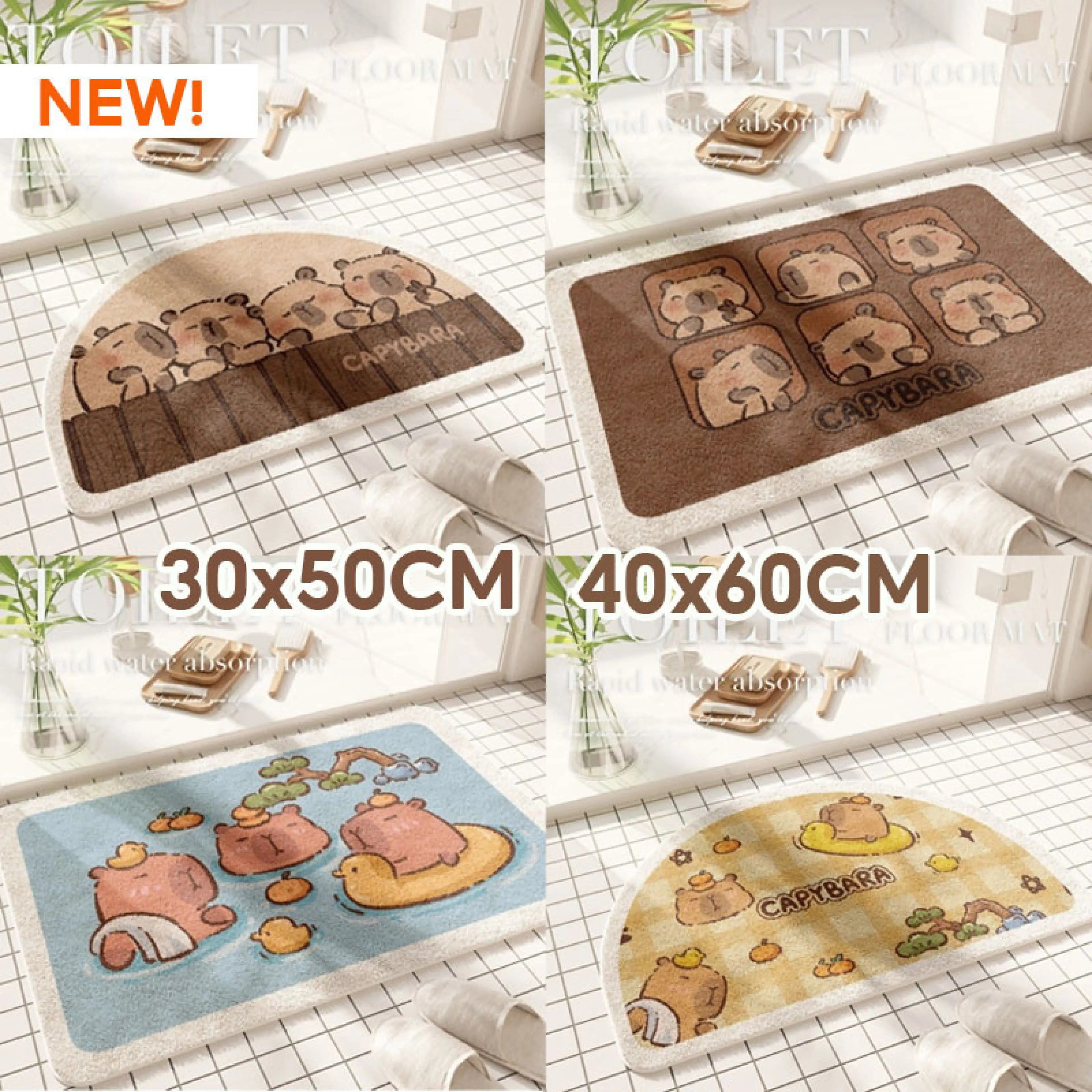 【Life Architect】พรมเช็ดเท้า 30x50/40x60cm พซับน้ำได้ดี กันลื่น รมห้องน้ำ พรมยาวขนนุ่ม หลากหลายรูปแบบ