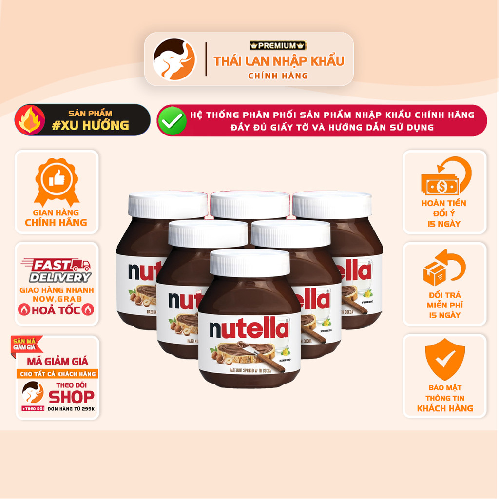 [NHẬP ÚC] Kem Phết Bánh Nutella Socola Hạt Phỉ – Hũ 200g / 350g