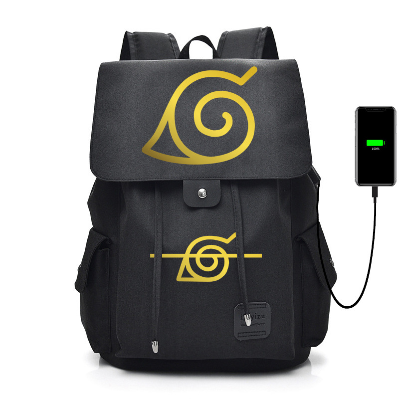 Naruto Backpack Travel Bag Computer Bag Bronzing Backpack Usb Charging Student Schoolbag