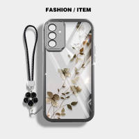 Callfire Anti fall colored shell For Samsung Galaxy A55 A35 A25 A54 A34 A56 A36 A16 5G A15 A14 A13 4G 5G A24 A04S 4G Phone Case Flower Vine Weaving lanyard Casing