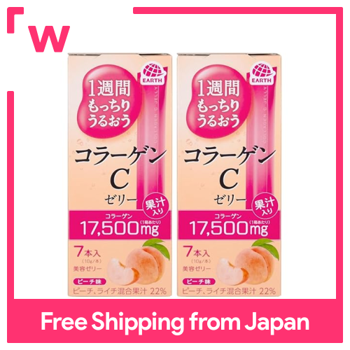 Trái Đất Pharma 1 Tuần Mochiru Uruwau Collagen C Thạch Đào Hương Vị 10G X 7Pcs Collagen Thạch Vẻ Đẹp Thạch Vitamin (X 2)