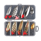 10Pcs Metal Spoon Lure Kit - Gold & Silver Baits