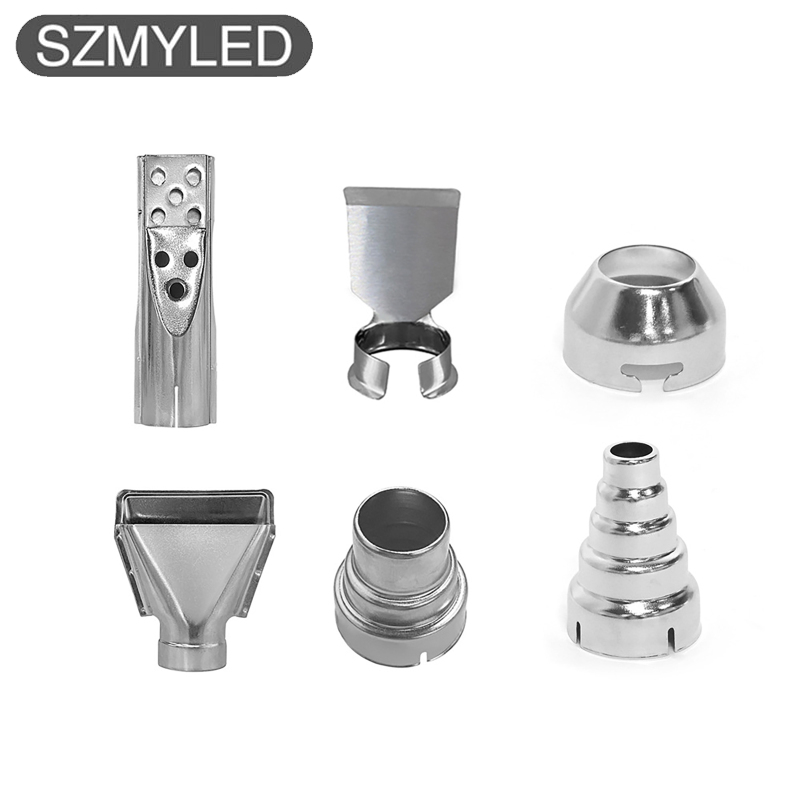 5pcs Hot Blower Nozzle Attachments, Stainless Steel Heat Air Blower Nozzles Kits, Hot Air Blower Soldering Station Heat Resisting Nozzle Tool Attachments