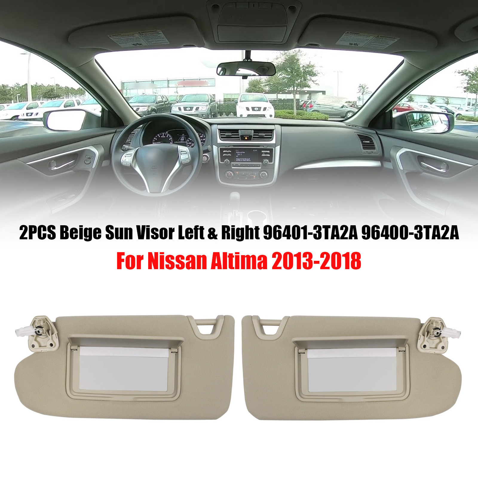 2PCS Beige Sun Visor Left & Right 96401-3TA2A 96400-3TA2A For Nissan Altima 2013-2018 ราคา 1,828 บาท*ส่งฟรี