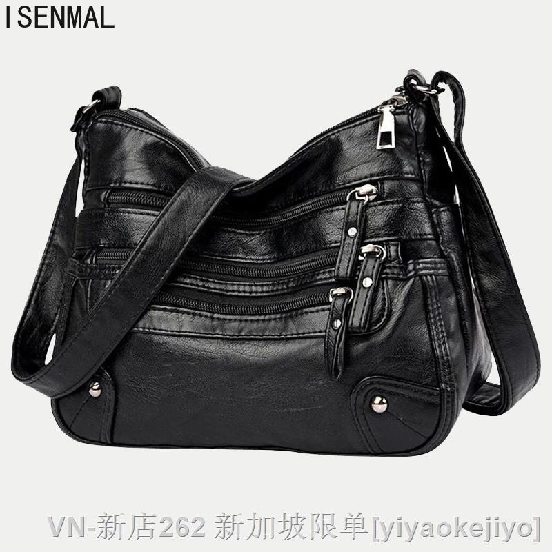 【CC】■◑□ High Women's Soft Leather Bags Multi-Layer Crossbody Bag Luxury Designer Female Handbag and Purse