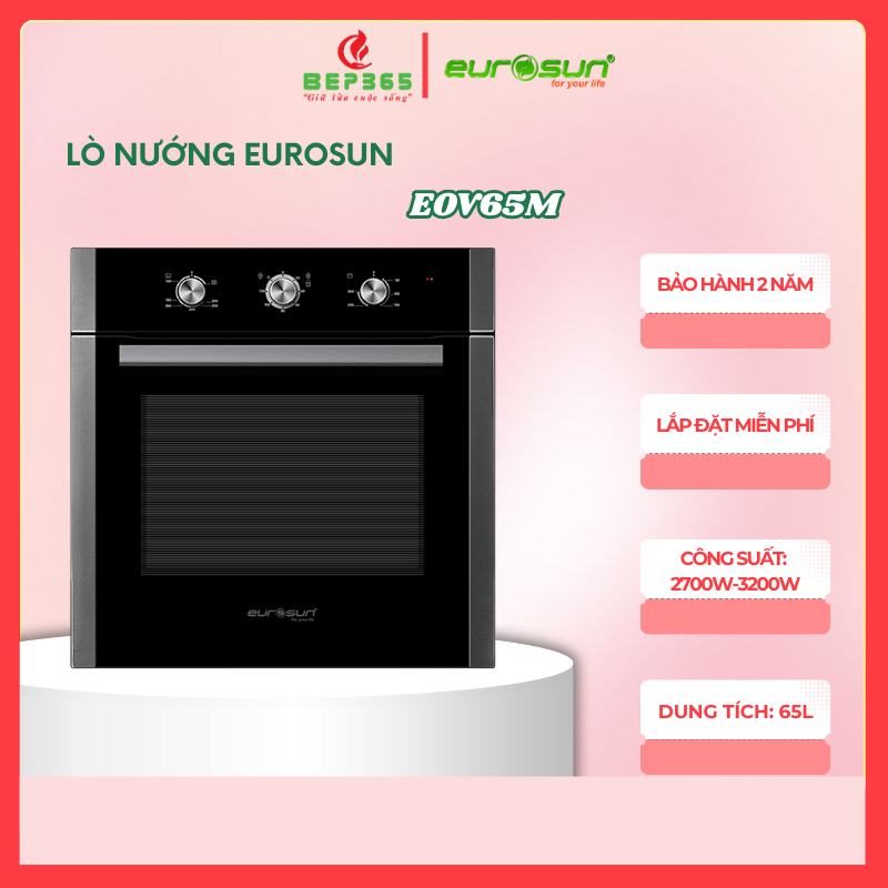 Lò Nướng Eurosun EOV65M – Dung Tích 65 Lít – Điều Khiển Cơ – 8 Chức Năng Nấu – Hàng chính hãng