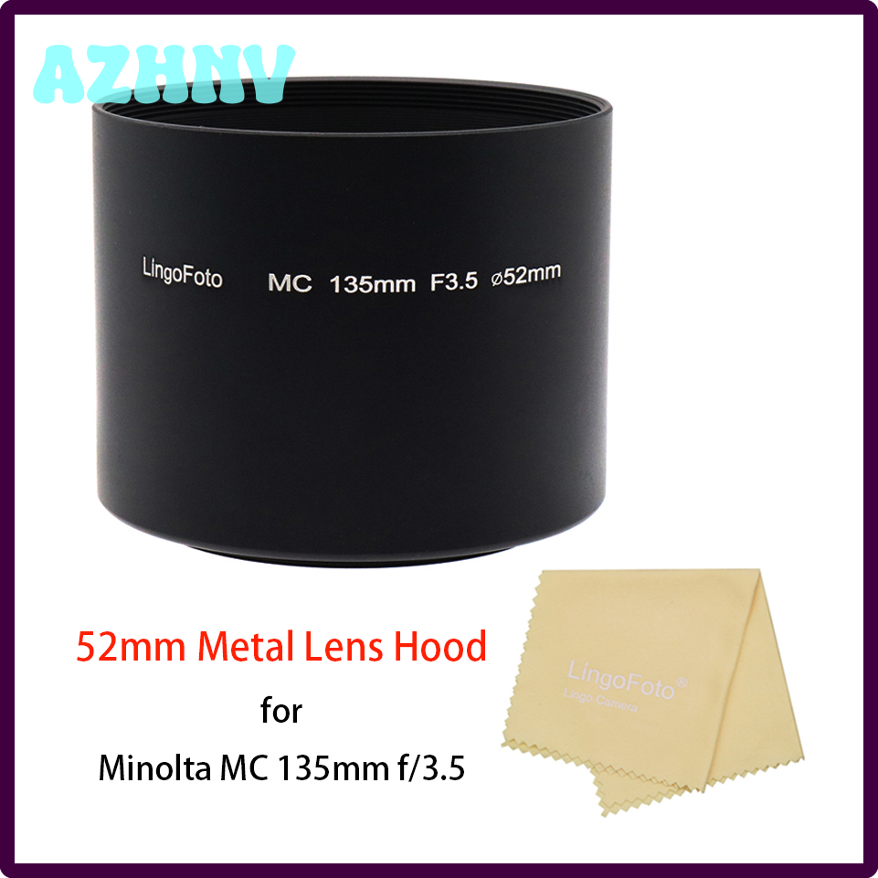 Azhnv Mũ trùm ống kính kim loại có vít 52mm cho ống kính Minolta MC 135mm f/3.5 chụp ảnh bằng máy ản