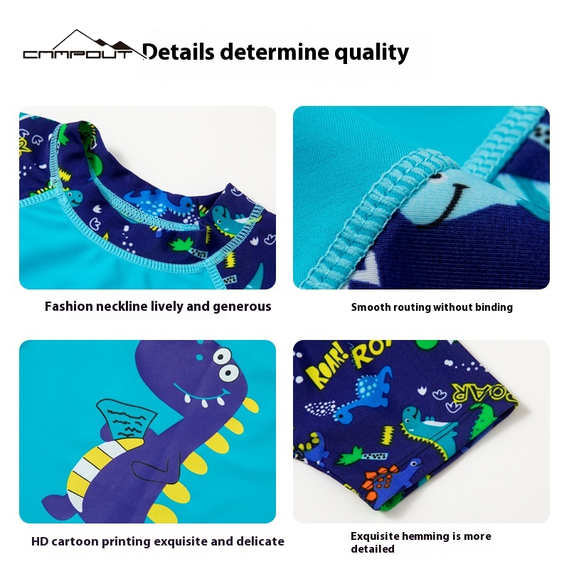 {xfgfh} 【CAMPOUT】 Boy Swimsuit, Children Dinosaur Cartoon Swimsuit Suit with Hat Included and Arm Ring Unisex Swimming Equipment