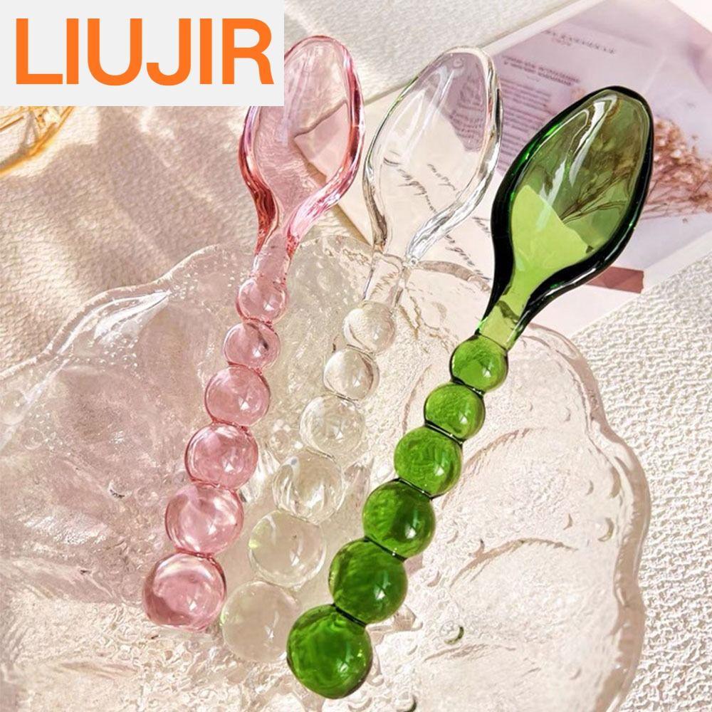 LIUJIR ใสสะอาด ช้อนแก้วส้อม สีชมพูสีเขียว ทนความร้อนทน ช้อนผสมกาแฟ สร้างสรรค์และสร้างสรรค์ ใช้ซ้ำได้ ช้อนบนโต๊ะอาหาร อุปกรณ์ถ่ายภาพอาหาร ราคา 273 บาท*ส่งฟรี