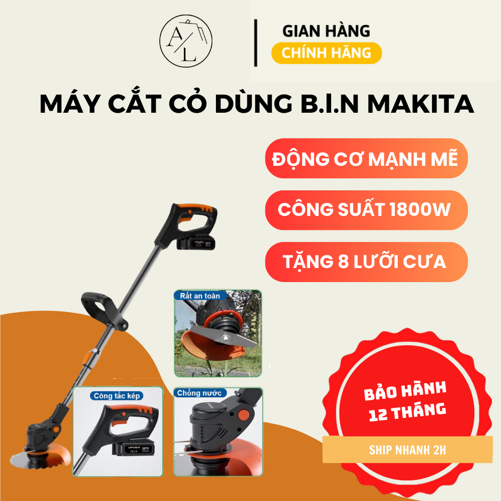  Máy cắt cỏ pin cầm tay máy cắt cỏ mini dùng bin MAKITA 118V bảo hành 12 tháng 