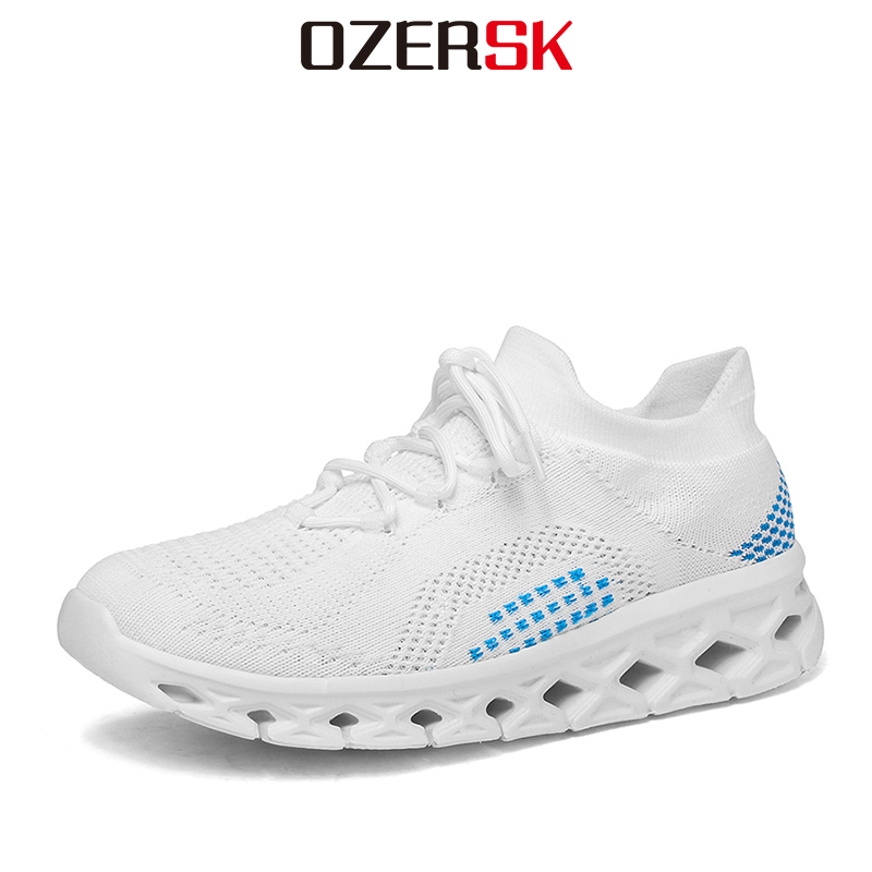 OZERSK Fashion Socks Casual Shoes Brreathable Mesh Flying Weaving Sneakers Men Comfortable Soft Outsole Vulcanized Shoes ราคา 714 บาท*ส่งฟรี