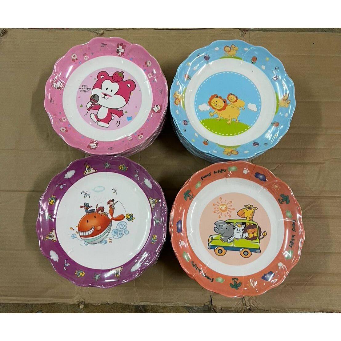 214C(หนาพิเศษ 6ใบ) จานขอบหยักลายการ์ตูน 9 นิ้ว จานเมลามีน ครึ่งโหล ราคาถูก มี 4 ลาย ราคา 159 บาท*ส่งฟรี