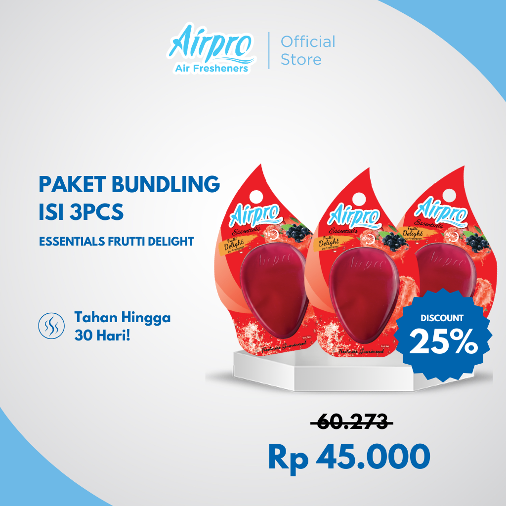 Airpro Paket Essentials Frutti Delight isi 3pcs - Pengharum & Parfum Mobil Harga 45,000 rupiah*Gratis Ongkir