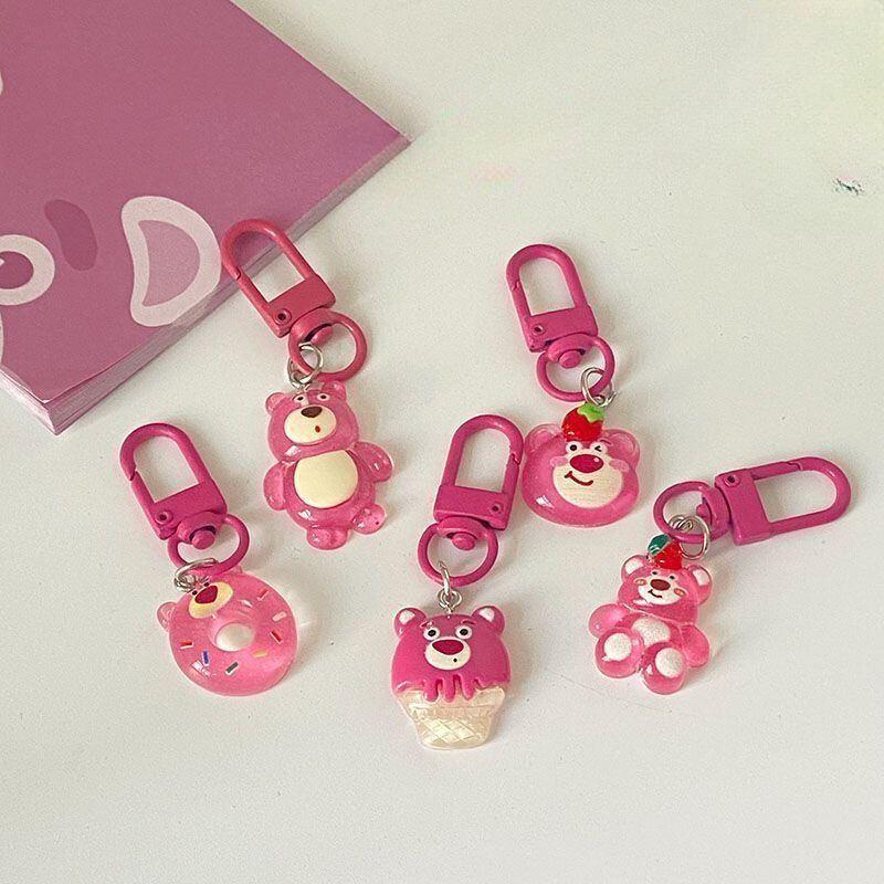 Móc khóa móc trang trí lotso nhựa hồng đáng yêu