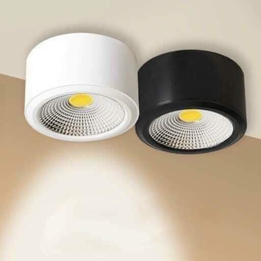 Đèn Ống Bơ Ốp Nổi Trần Vỏ Đen Trắng 7W 3 Chế Độ Sáng Phi 90