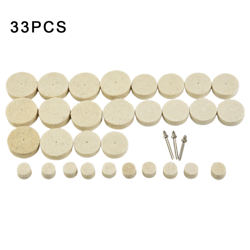 【Beautyer】 Bộ đồ bánh xe đánh bóng 33 chiếc bánh xe Len Bánh xe vải đánh bóng chân 3.175mm Phụ Kiện Dụng cụ quay cá tuyết
