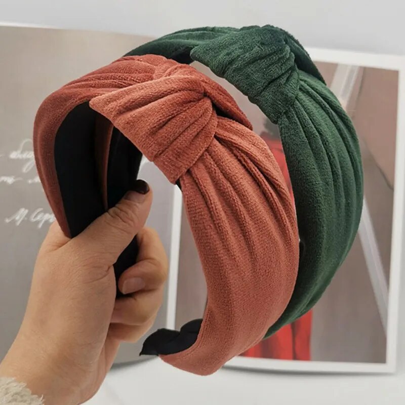 Phụ kiện tóc của phụ nữ nhung trung thắt nút mặt rộng Headband phá cách thời trang hairband rửa thể thao bờm tóc mũ nón Cô Gái Mới