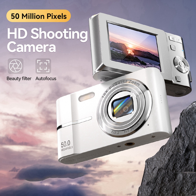 2.4 Inch Retro Digital Camera 4K HD Small Portable CMOS Mini Camera 50MP 16x Zoom Video Recorder Camera
