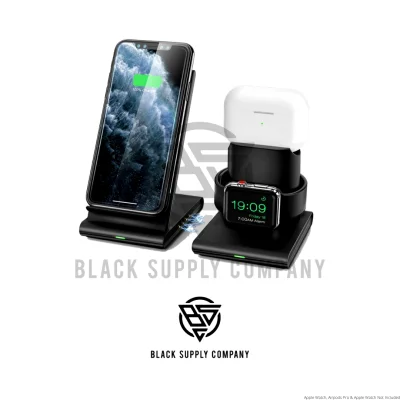 Black Supply Co. MQ 3 In 1 Wireless Charging dock|iphone|Airpods|Airpods Pro|Apple Watch|10W Fast Charging|QI Certified|Quick Charge|blacksupplycompany