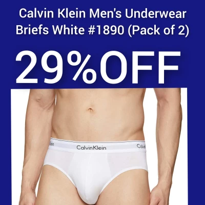 2 pcs Calvin Klein CK Men's Underwear Brief #1890 (White)