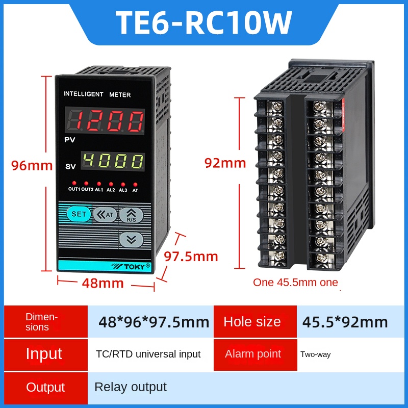 Bộ Điều Khiển Nhiệt Độ TE6-RC10W | Tùy Chọn Khác TE4/6/7/8/9-RB10W/SB10W/RC10W/DC18W/RC18W - TOKY | Phạm Vi Nhiệt Độ Tùy Chỉnh | Độ Ổn Định Cao