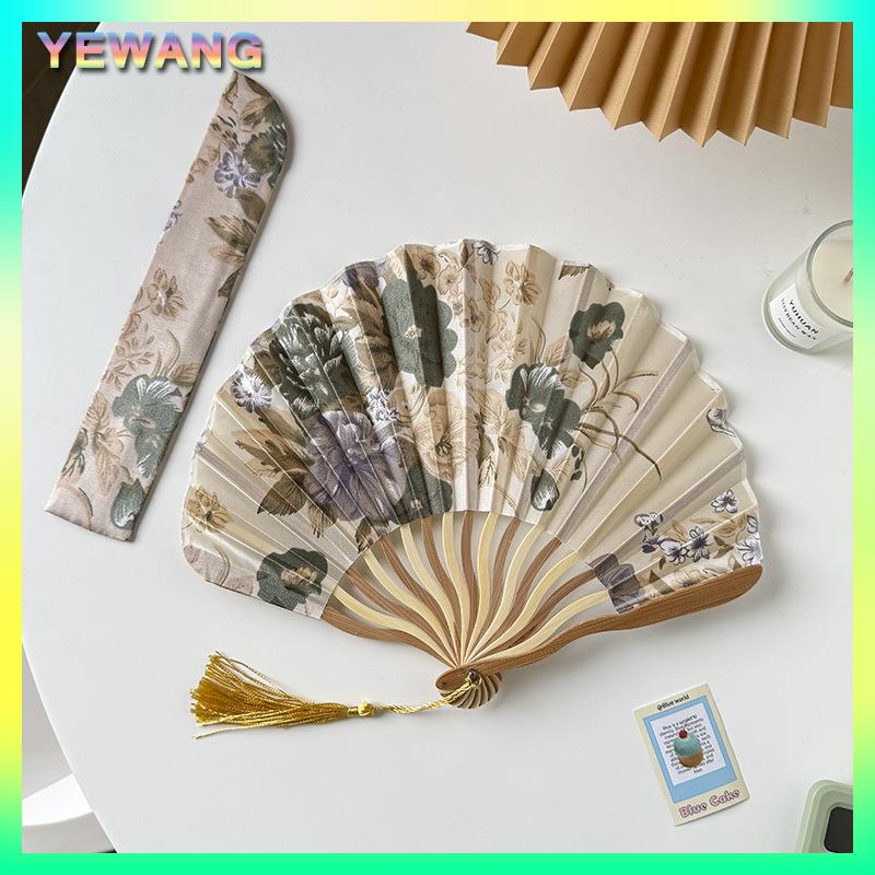 YEWANG Trung Quốc Nhật Bản phong cách quạt lụa gấp Quạt đám cưới fan hâm mộ nghệ thuật Quà Tặng khiêu vũ tay fan hâm mộ cổ điển tre gấp tay cầm hoa fan hâm mộ - 2