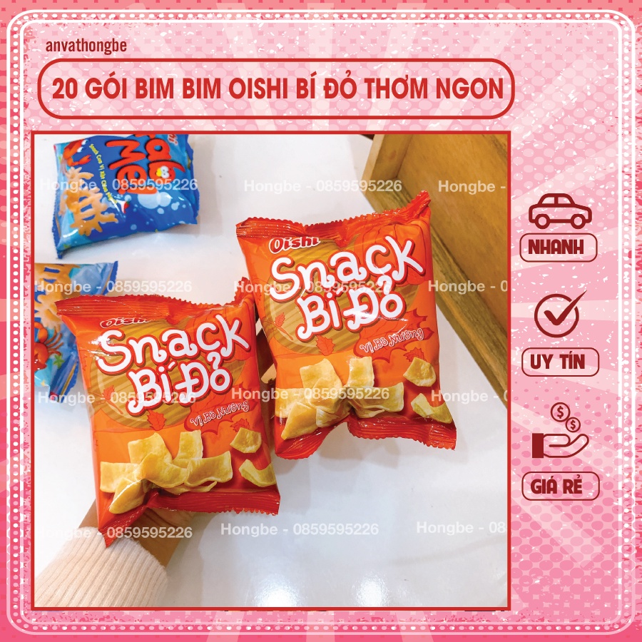 Bịch 20 gói Bim bim Oishi snack bí đỏ