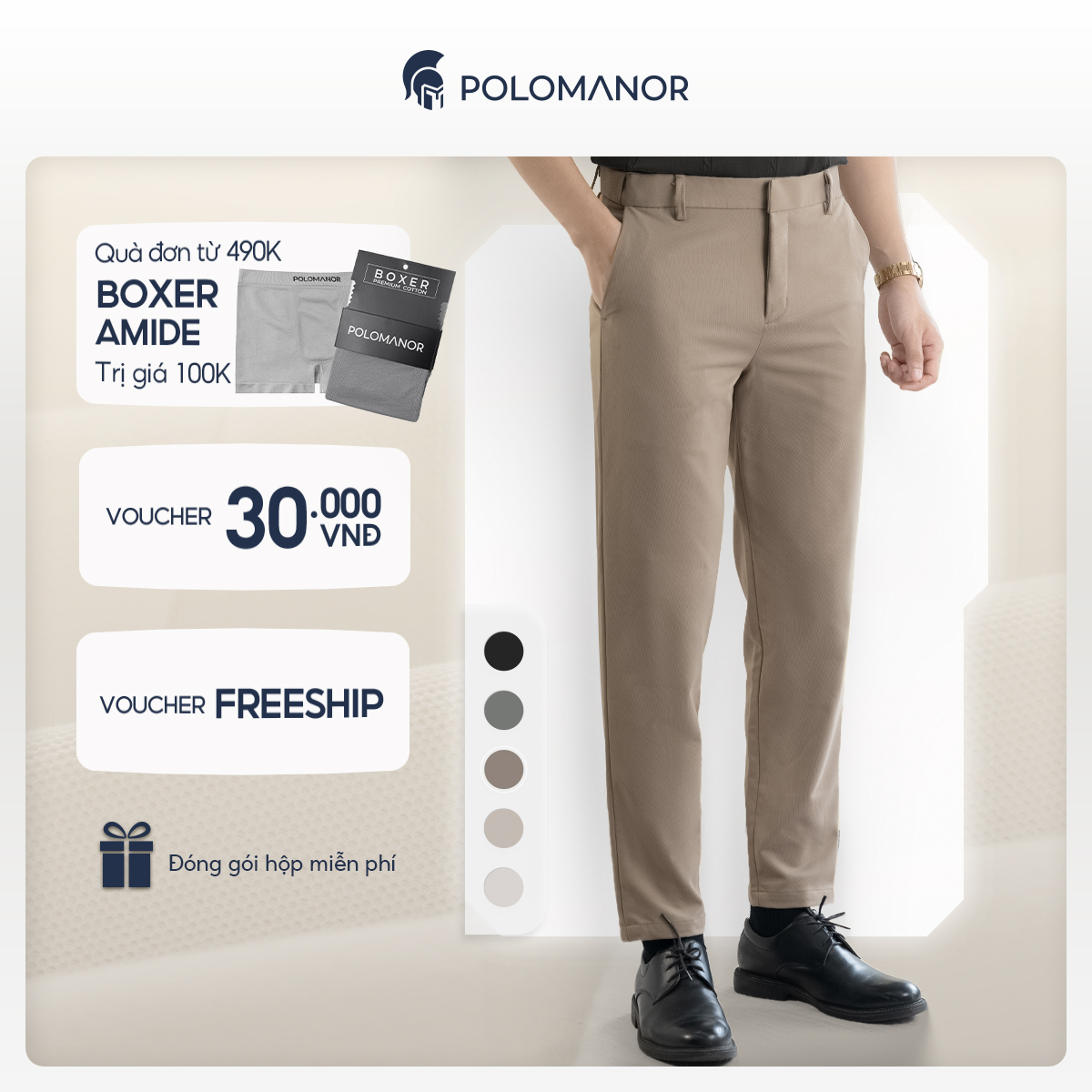 Quần dài nam SD Kaki gân Hàn Quốc chuẩn form tôn dáng sang trọng - POLOMANOR