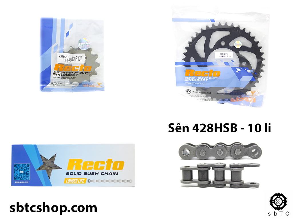 Nsd nhông sên dĩa recto đen 428hsb 10 li ly yamaha jupiter fi chính hãng thái lan