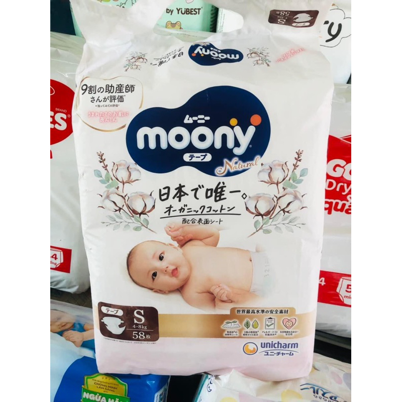 Bỉm Moony trắng dán/quần Đủ Size NB62/S58/M48/L36/XL32
