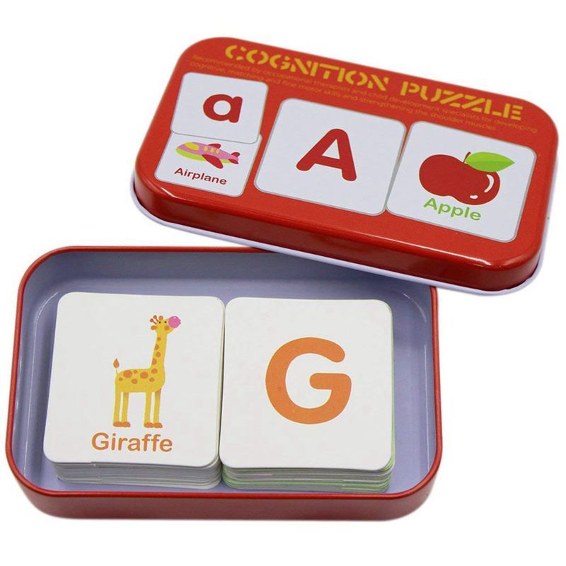 Bảng giá Anti-Tear Flash Cards Learning Alphabet Puzzle Cards, Matching Puzzle Cognitive Early Educational Learning Toys Mental Storage Box Alphabet Phong Vũ