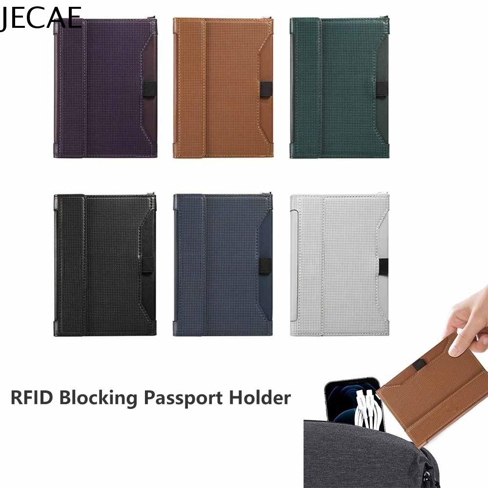 JECAE Màu sắc đồng nhất Người giữ hộ chiếu Khe vé Chặn RFID Người giữ tín dụng Phụ nữ Nam giới Thiết kế clip Bìa hộ chiếu Sử dụng khi đi du lịch