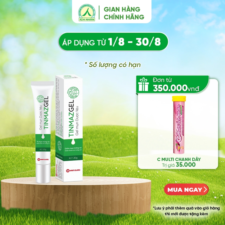 Chấm mụn trứng cá tinmazgel giúp gom cồi mụn, giảm viêm sưng - thành phần dược liệu tuýp 20g