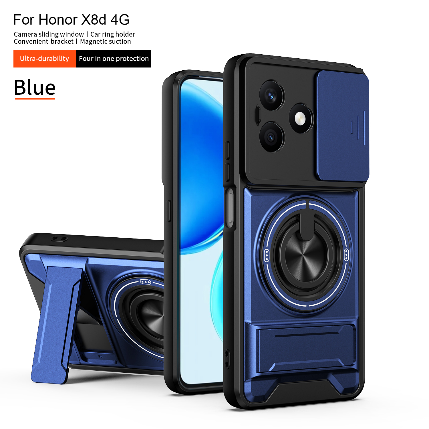 For Honor X8D Case Honor X8d Cover honor x8d Phone Case Magsafe Magnetic Fold Holder Military Armor Camera Protection Cover - Image 3