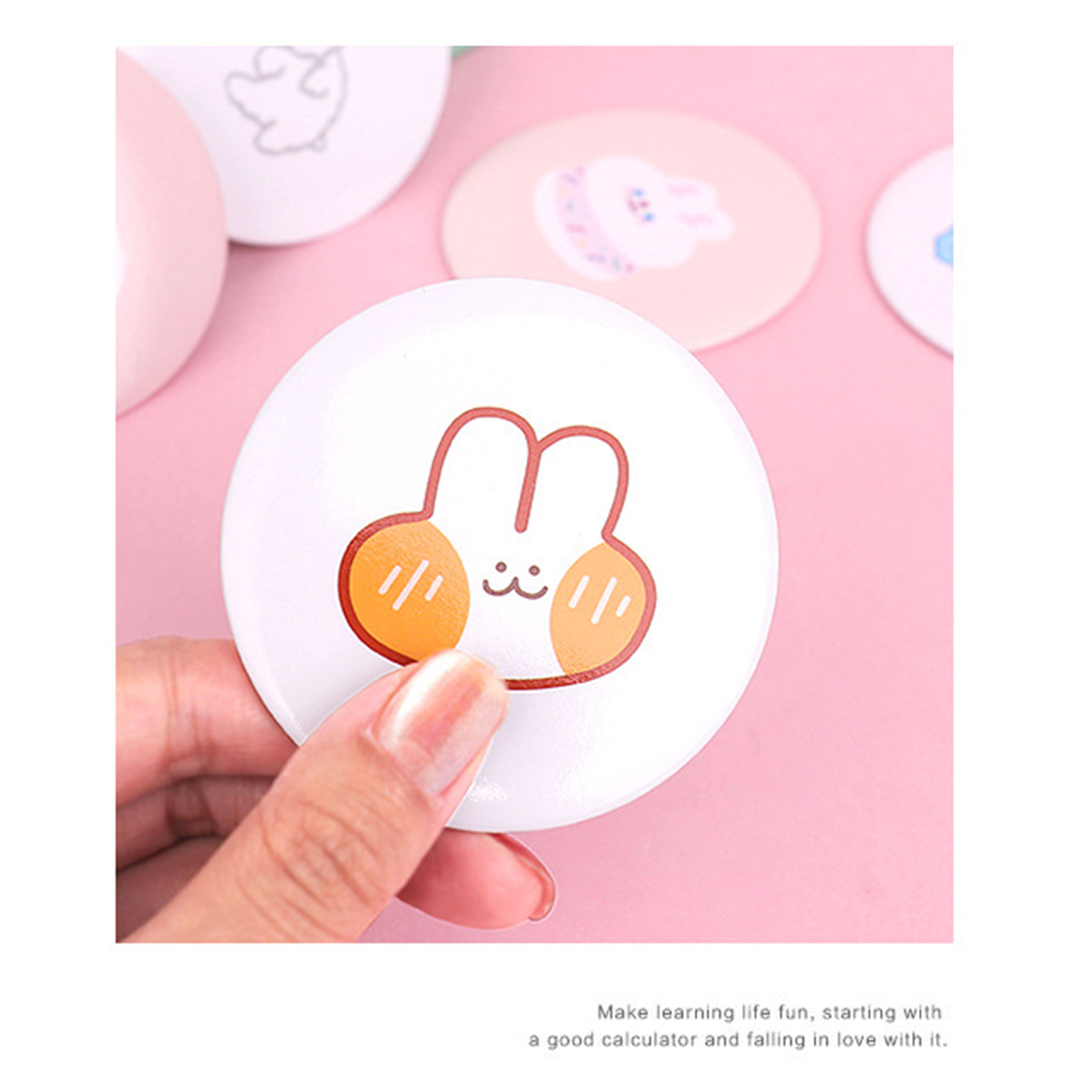 Gương bỏ túi mini Họa tiết hoạt hình dễ thương Tay nghề tinh xảo Gương trang điểm di động nhỏ gọn tinh tế