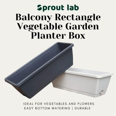 Sprout lab | Balcony Rectangular Vegetable Garden Planter Pot (50cm x 19cm x 15cm) | Cream Grey / Dark Grey/ Army Green | Garden Pot