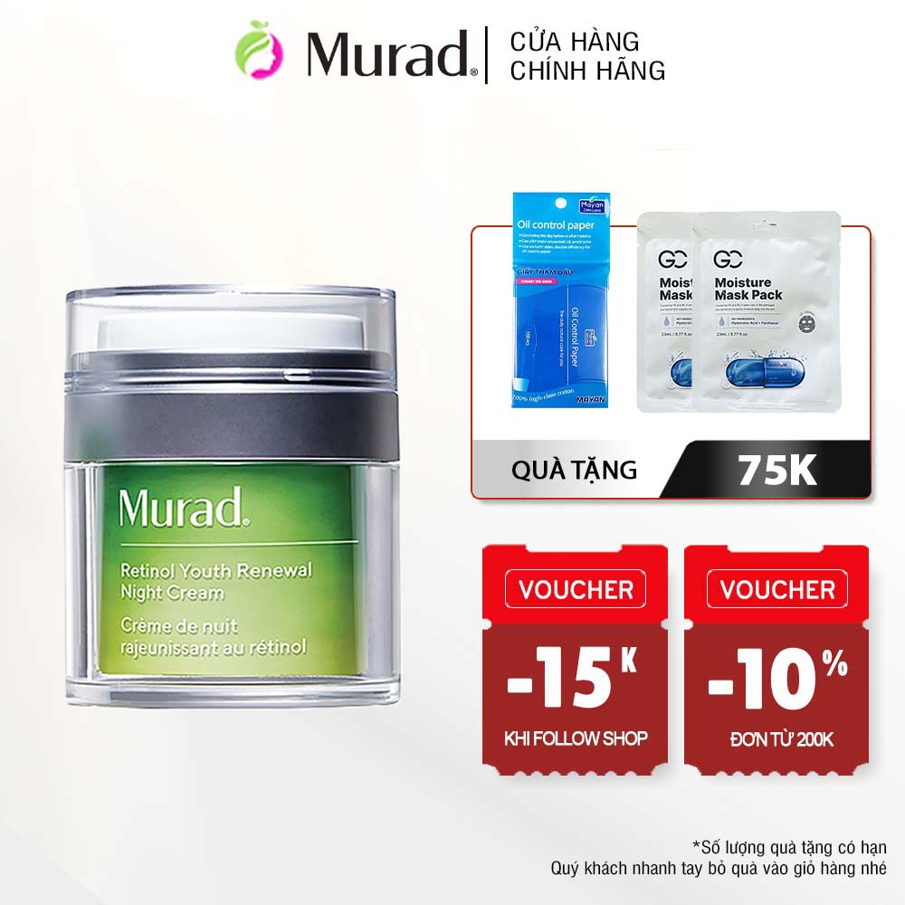 Kem dưỡng da ban đêm, hồi sinh làn da lão hóa Murad Retinol Youth Renewal Night Cream
