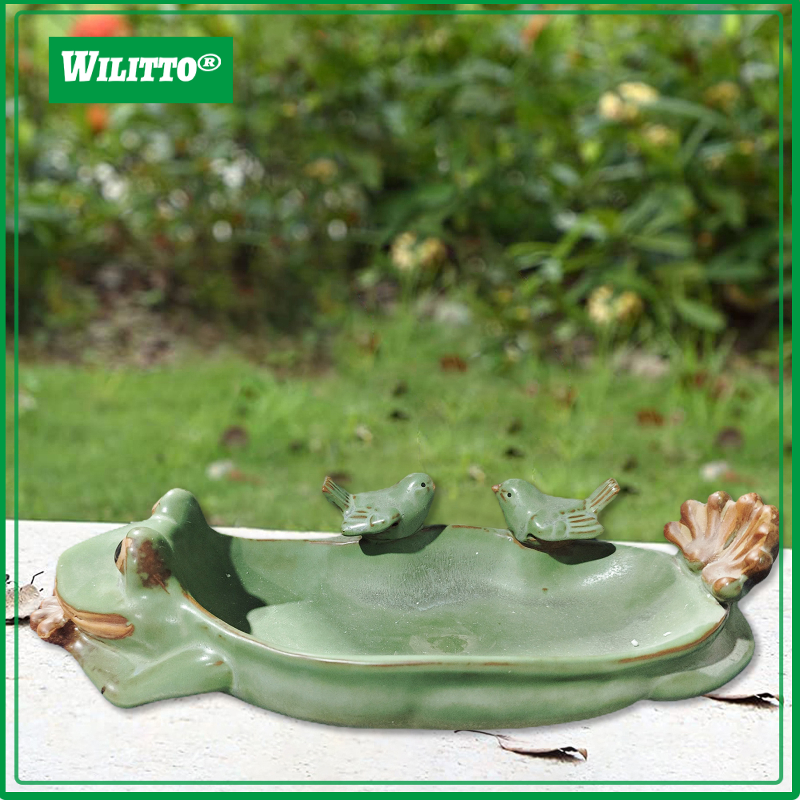 Frog Shaped Bee Feeder Cute Ceramic Resin Feeder Garden Watering Cup Succulent Flower Pot for Outdoor Yard Home Decor ราคา 1,203 บาท*ส่งฟรี