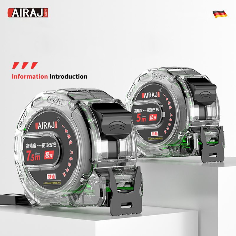 AIRAJ ตลับเมตร 10 เมตร ตลับเมตรใส สายวัด สเกลสองด้าน ตลับเมตร เคสใส 5 เมตร 7 เมตร 10 เมตร ราคา 77 บาท*ส่งฟรี