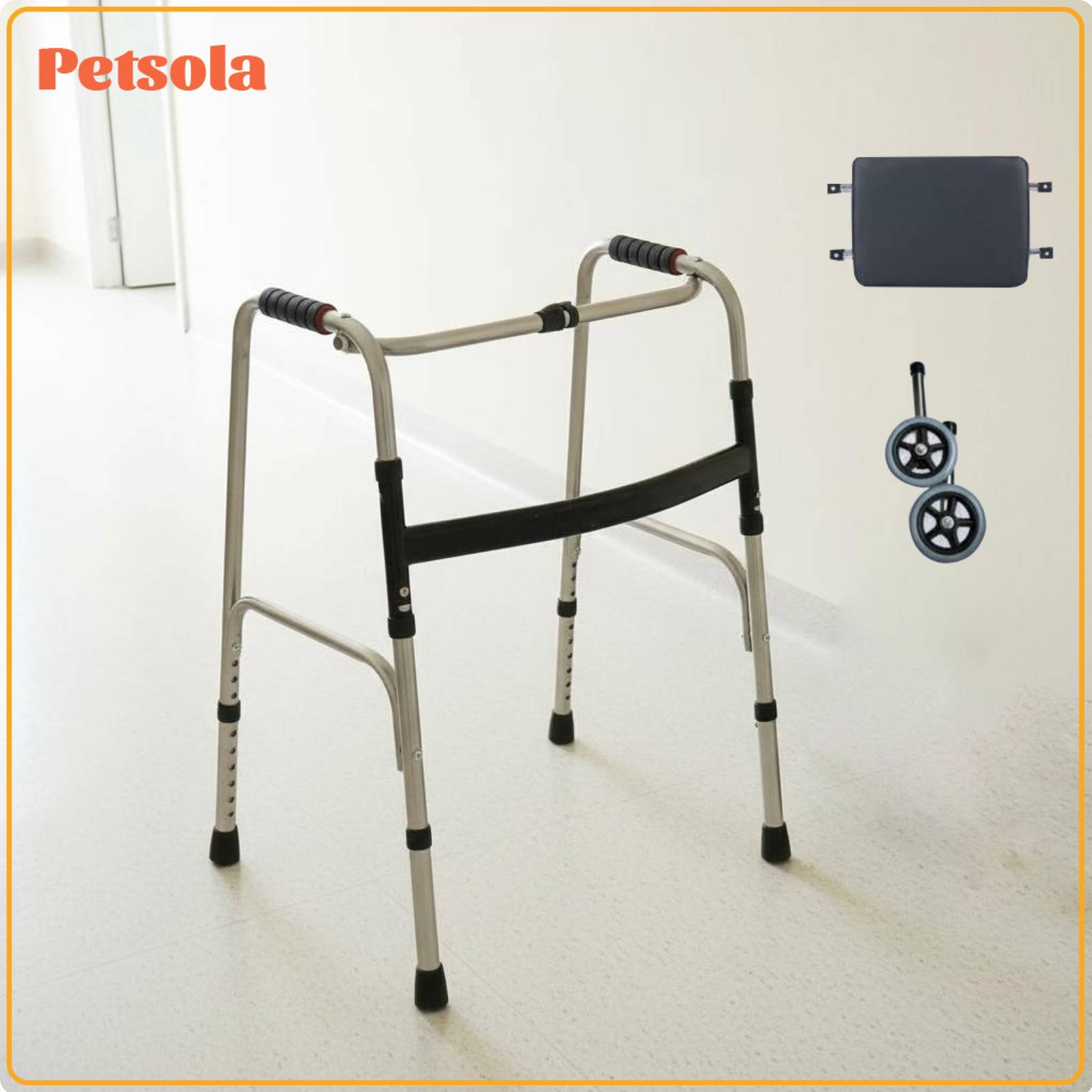 petsola Non-Slip Foot Pads Four Leg Mobility Aid Foldable Seat Mobility Aid Sturdy Mobility Aid Easy to Carry for Elderly ราคา 2,192 บาท*ส่งฟรี