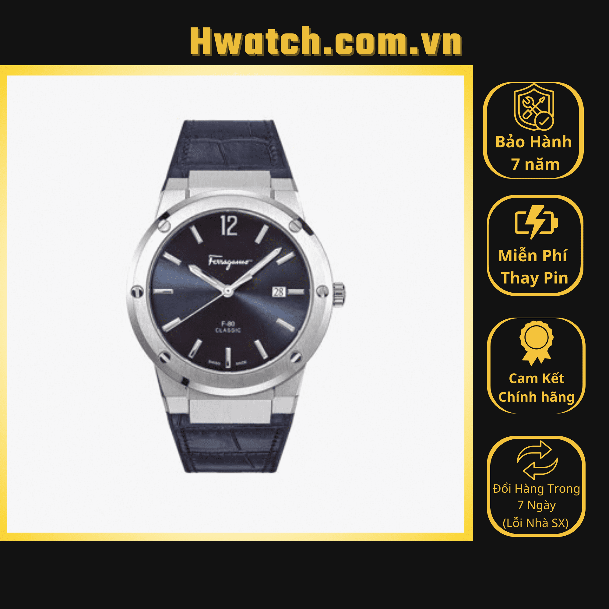 [Có sẵn] [Chính hãng] Đồng Hồ Nam Salvatore Ferragamo Pin SFDT00319 Dây Da Vỏ Trắng Mặt Xanh Dương Sapphire