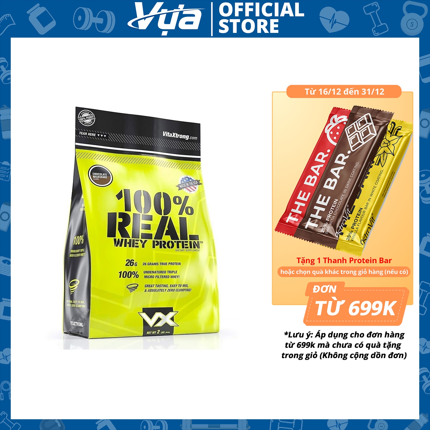 Bột VitaXtrong - Real Whey Protein - Tăng Cơ, Giảm Mỡ, Phục Hồi Nhanh Chóng, Chính Hãng