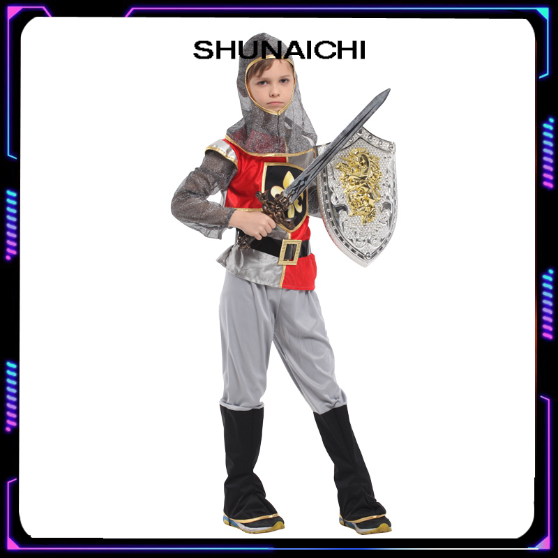 Shunaichi [2025 hit] Bộ đồ đấu Sĩ La Mã cổ đại cho trẻ em trang phục sân khấu cho bé trai (6-12 tuổi