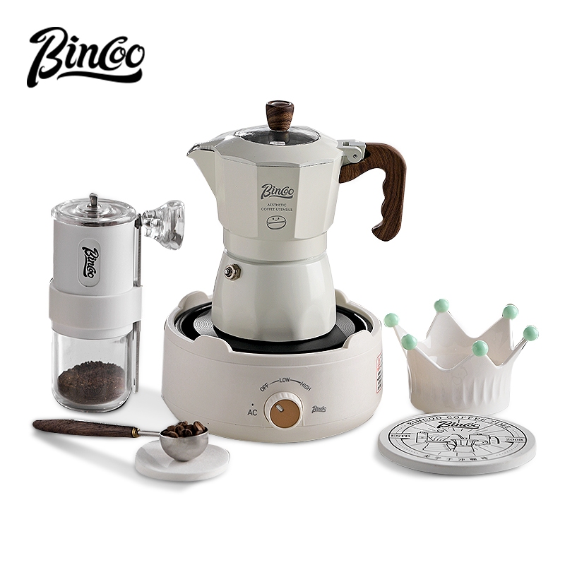Bincoo ấm moka đôi van nhỏ gia đình Bình đựng cà phê Máy pha cà phê Espresso đặt cà phê đồ dùng 2 ly